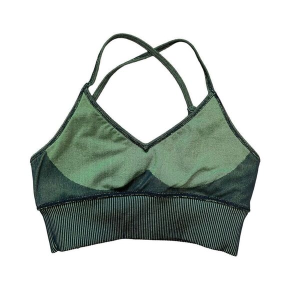 Alo Yoga Seamless Illusion Bralette COLOR SHIFT Anthracite/Highlighter Sz XS - Picture 10 of 12